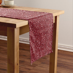 Funkelnd Red & Silver Glitzer Kurzer Tischläufer