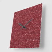 Funkelnd Red & Silver Glitzer Quadratische Wanduhr (Winkel)