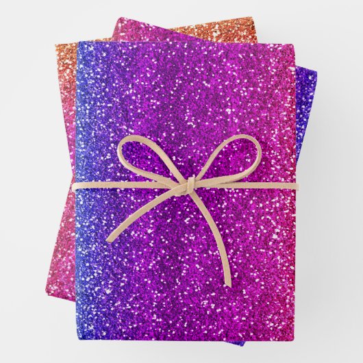 Funkelnd Regenbogen-Glitzer Geschenkpapier Set (Beispiel)