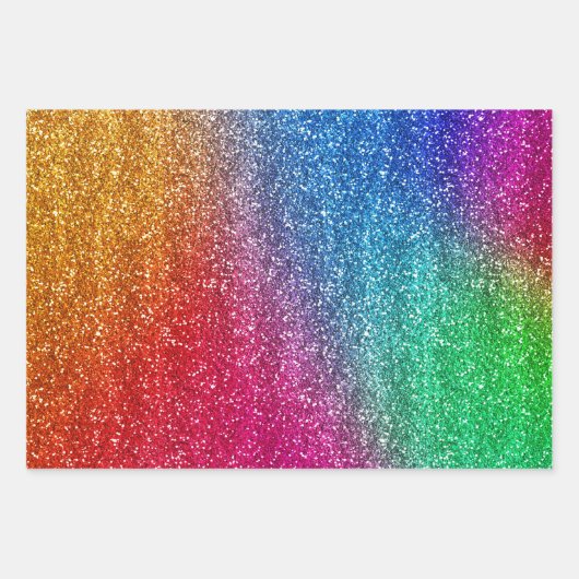 Funkelnd Regenbogen-Glitzer Geschenkpapier Set (Vorderseite 3)