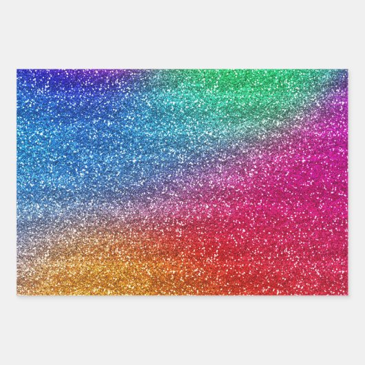 Funkelnd Regenbogen-Glitzer Geschenkpapier Set (Vorderseite 2)