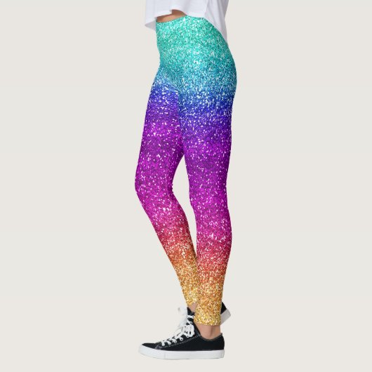 Funkelnd Regenbogen-Glitzer Leggings (Links)