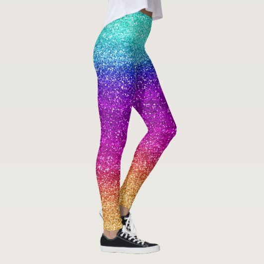 Funkelnd Regenbogen-Glitzer Leggings (Rechts)