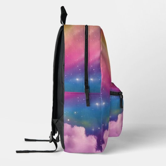 Funkelnd Regenbogen-Glitzer Weißer Einhorn Magisch Bedruckter Rucksack (Links)