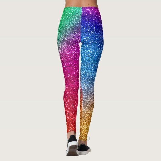 Funkelnd Regenbogen Gradient Glitzer Leggings (Rückseite)