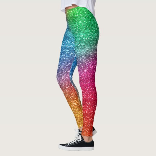 Funkelnd Regenbogen Gradient Glitzer Leggings (Links)