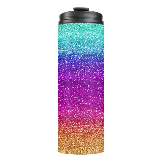 Funkelnd Regenbogen Gradient Glitzer Thermosbecher (Vorderseite)
