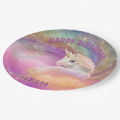 Funkelnd Regenbogen-Universum Unicorn Pappteller (Schrägansicht)