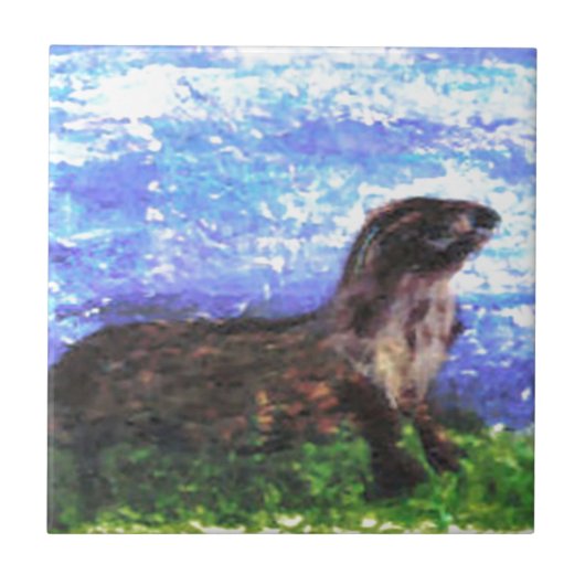 Funkelnd River Otter Fliese (Vorderseite)