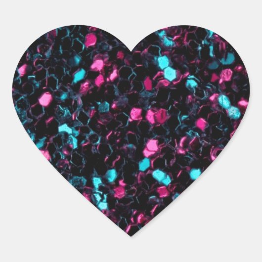 Funkelnd-rosa-blaue Mosaik-Glitzer Glitzern Herz-Aufkleber (Vorderseite)