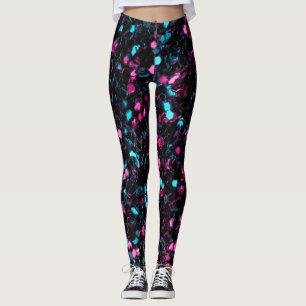 Funkelnd-rosa-blaue Mosaik-Glitzer Glitzern Leggings