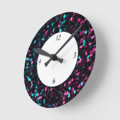 Funkelnd-rosa-blaue Mosaik-Glitzer-Glitzern mit An Runde Wanduhr (Winkel)