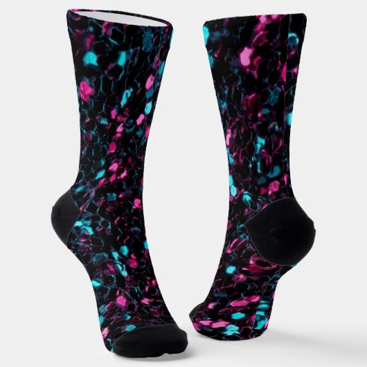 Funkelnd-rosa-blaue Mosaik-Glitzer-Glitzern Monogr Socken (Gewinkelt)