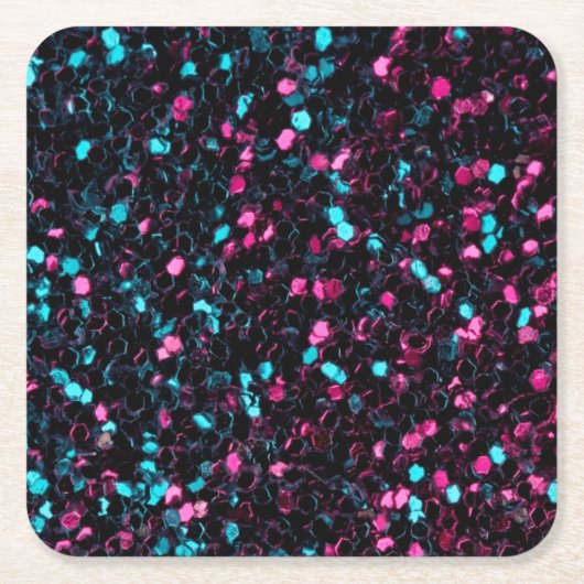 Funkelnd-rosa-blaue Mosaik-Glitzer Glitzern Rechteckiger Pappuntersetzer (Vorderseite)
