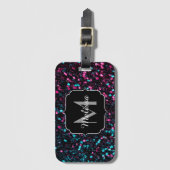 Funkelnd-rosa-blaue Mosaikbläser-Glitzer-Funkeln M Gepäckanhänger (Vorderseite Vertikal)