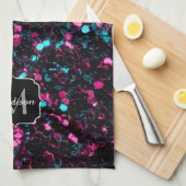 Funkelnd-rosa-blaue Mosaikbläser-Glitzer-Funkeln M Geschirrtuch (Viertel Falte)