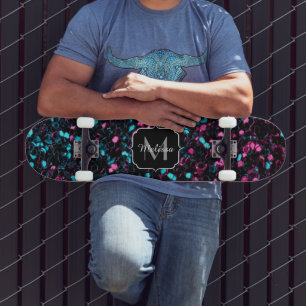 Funkelnd-rosa-blaue Mosaikbläser-Glitzer-Funkeln M Skateboard