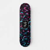 Funkelnd-rosa-blaue Mosaikbläser-Glitzer-Funkeln M Skateboard (Vorne)