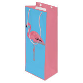 Funkelnd rosa Flamingo Geschenktüte Für Weinflaschen (Rückseite Schrägansicht)