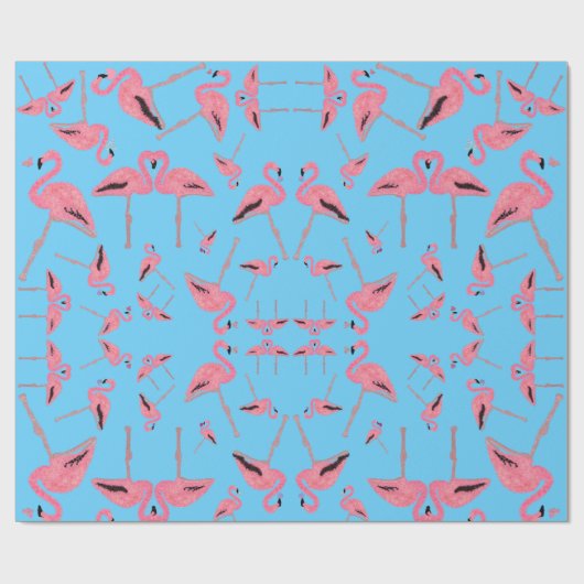 Funkelnd rosa Flamingo Glitzer Herz Geschenkpapier (Flach)