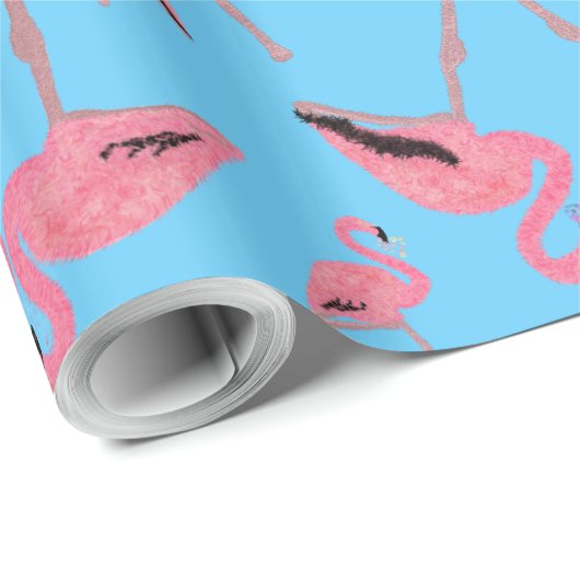 Funkelnd rosa Flamingo Glitzer Herz Geschenkpapier (Rolleneckpunkt)