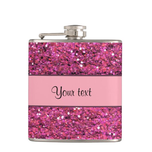 Funkelnd rosa Glitzer Flachmann (Vorderseite)