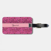 Funkelnd rosa Glitzer Gepäckanhänger (Rückseite horizontal)