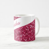 Funkelnd rosa Glitzer-personalisierter Name Kaffeetasse (VorderseiteRechts)