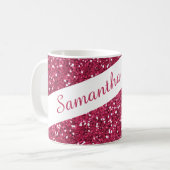Funkelnd rosa Glitzer-personalisierter Name Kaffeetasse (Vorderseite Links)