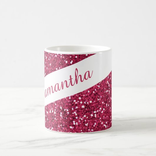 Funkelnd rosa Glitzer-personalisierter Name Kaffeetasse (Mittel)