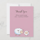 Funkelnd rosa, graue Lamm Babydusche Einladung (Rückseite)