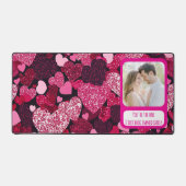 Funkelnd rosa Herzen I Text sofort zurück Schreibtischunterlage (Vorderseite)