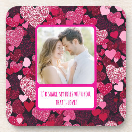 Funkelnd rosa Herzen meine Freunde teilen Getränkeuntersetzer