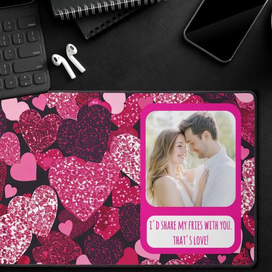 Funkelnd rosa Herzen meine Freunde teilen Schreibtischunterlage