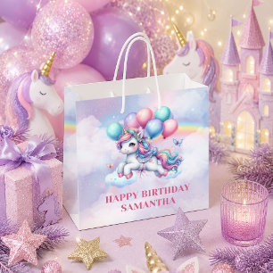 Funkelnd rosa lila Einhorn Mädchen Geburtstagsgesc Große Geschenktüte