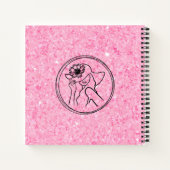 Funkelnd rosa Notebook mit Coquette-Modell Notizblock (Rückseite)