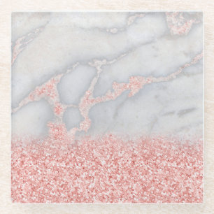 Funkelnd rosa Rose Gold Bohemischer Marmor Glasuntersetzer