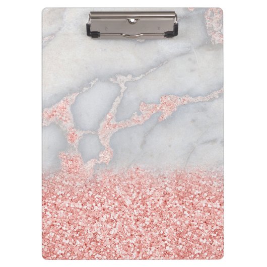 Funkelnd rosa Rosen-GoldBohemischer Marmor Klemmbrett (Vorderseite)