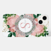 Funkelnd Rosa Rosen Monogram Case-Mate iPhone Hülle (Rückseite (Horizontal))