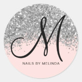 Funkelnd-Rosa-Silber-Confetti-Glitzer Runder Aufkleber (Vorderseite)