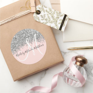 Funkelnd rosa Silver Confetti Glitzer Business Runder Aufkleber