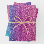 Funkelnd rosa und blauer Glitzer Geschenkpapier Set (Beispiel)