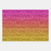 Funkelnd rosa und gelbfarbener Glitzer Geschenkpapier Set (Vorderseite)