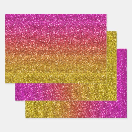 Funkelnd rosa und gelbfarbener Glitzer Geschenkpapier Set (Set)