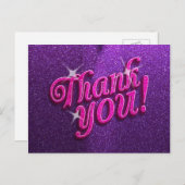 Funkelnd Rosa und Lila Danke, Postcard Postkarte (Vorne/Hinten)