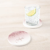 funkelnd Rosa und Rose Gold Glitzer Tropfen Getränkeuntersetzer (Seite)