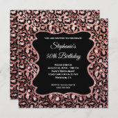 Funkelnd Rose Gold Black Leopard Glam 50. Geburtst Einladung (Vorne/Hinten)