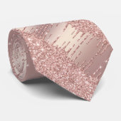 Funkelnd Rose Gold Blush Glitzer Neck Tie Krawatte (Gerollt)