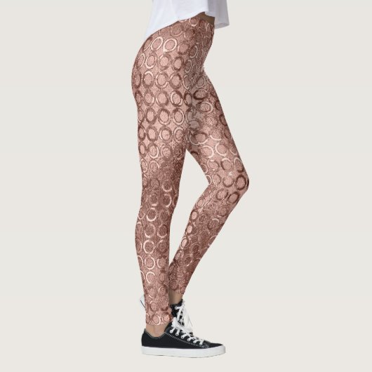 Funkelnd Rose Gold Circles Pink Luxury Sparkon Leggings (Rechts)