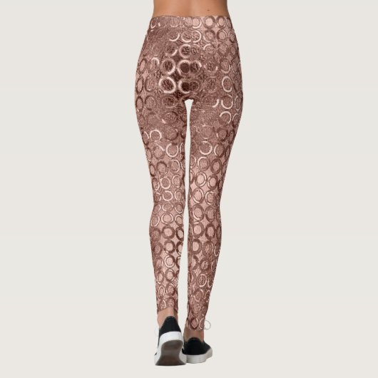 Funkelnd Rose Gold Circles Pink Luxury Sparkon Leggings (Rückseite)